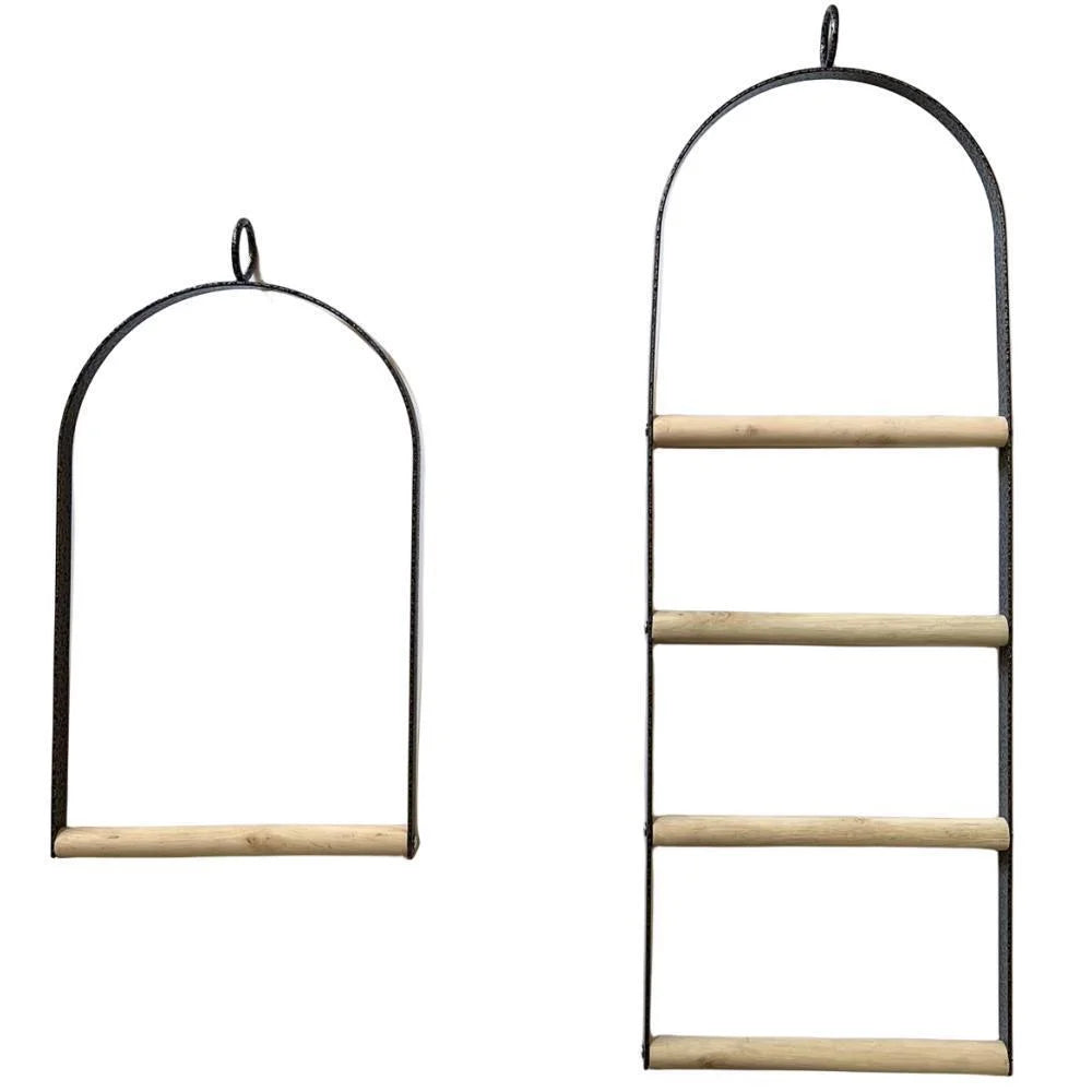 Bird Cage Jumbo Swing Metal Arch Frame Wood Perch Pet