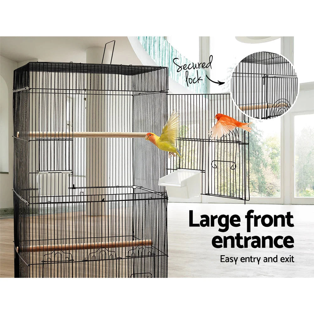 Bird Cage Medium with Perch - Black - Bird