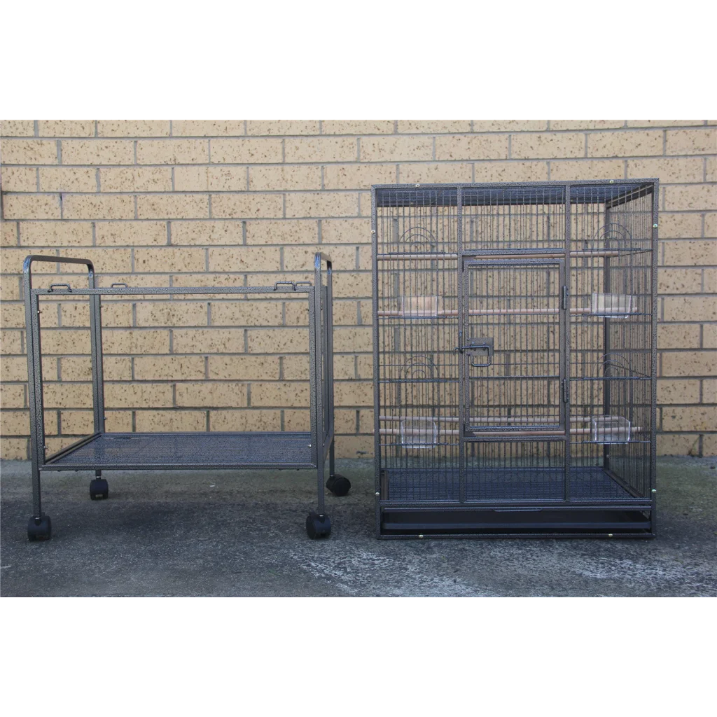 Bird Cage Parrot Aviary Pet Budgie Stand-alone Perch Castor