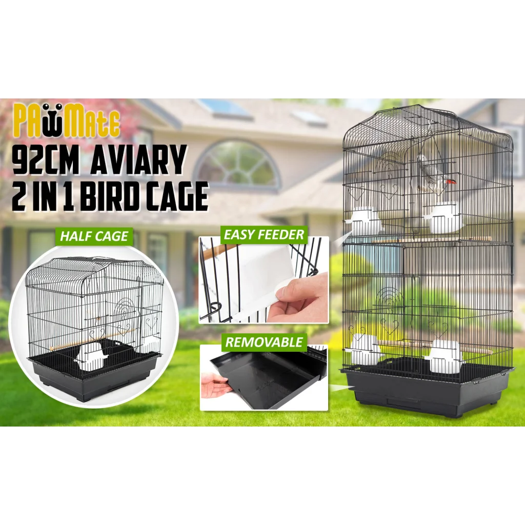 Bird Cage Parrot Aviary Veer 2-IN-1 Design 92cm