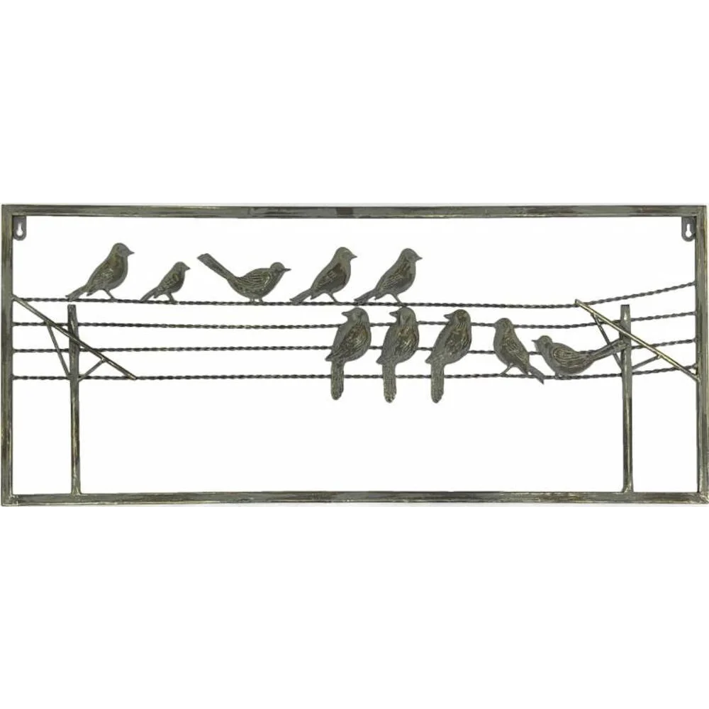 Bird On Wire Metal Wall Art 85cm - Home & Garden > Wall Art
