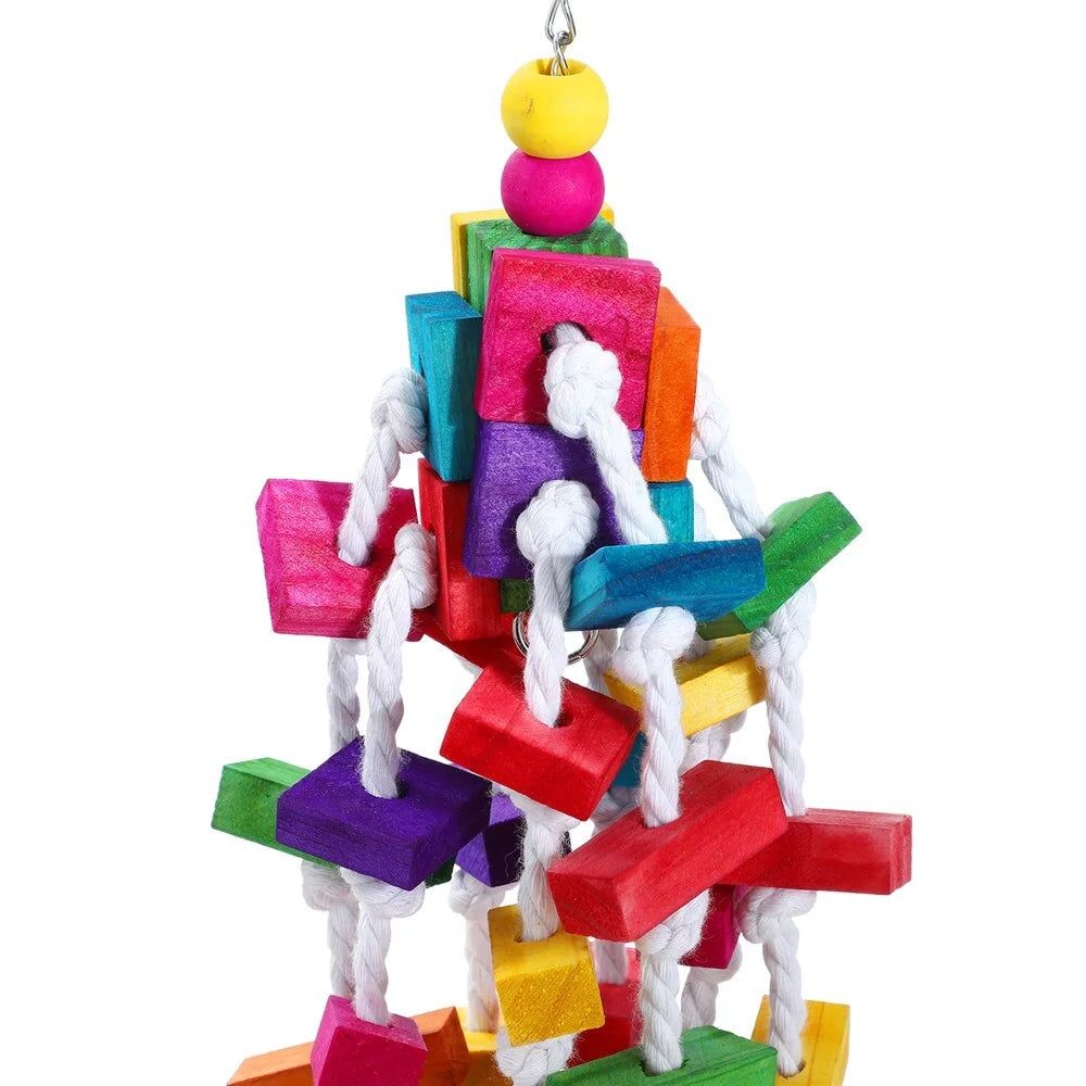 Bird Parrot Swing Toy 3 x Large Wood Hanging for Parakeet