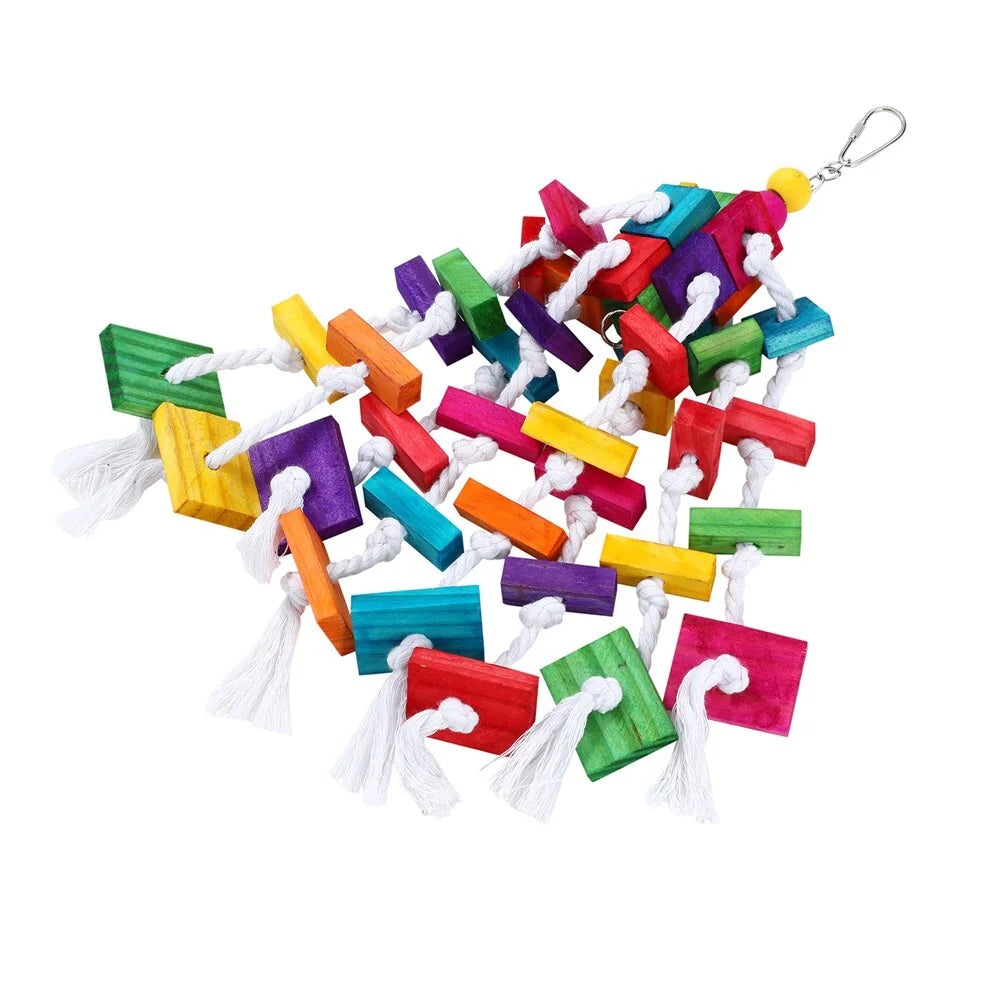 Bird Parrot Swing Toy 3 x Large Wood Hanging for Parakeet