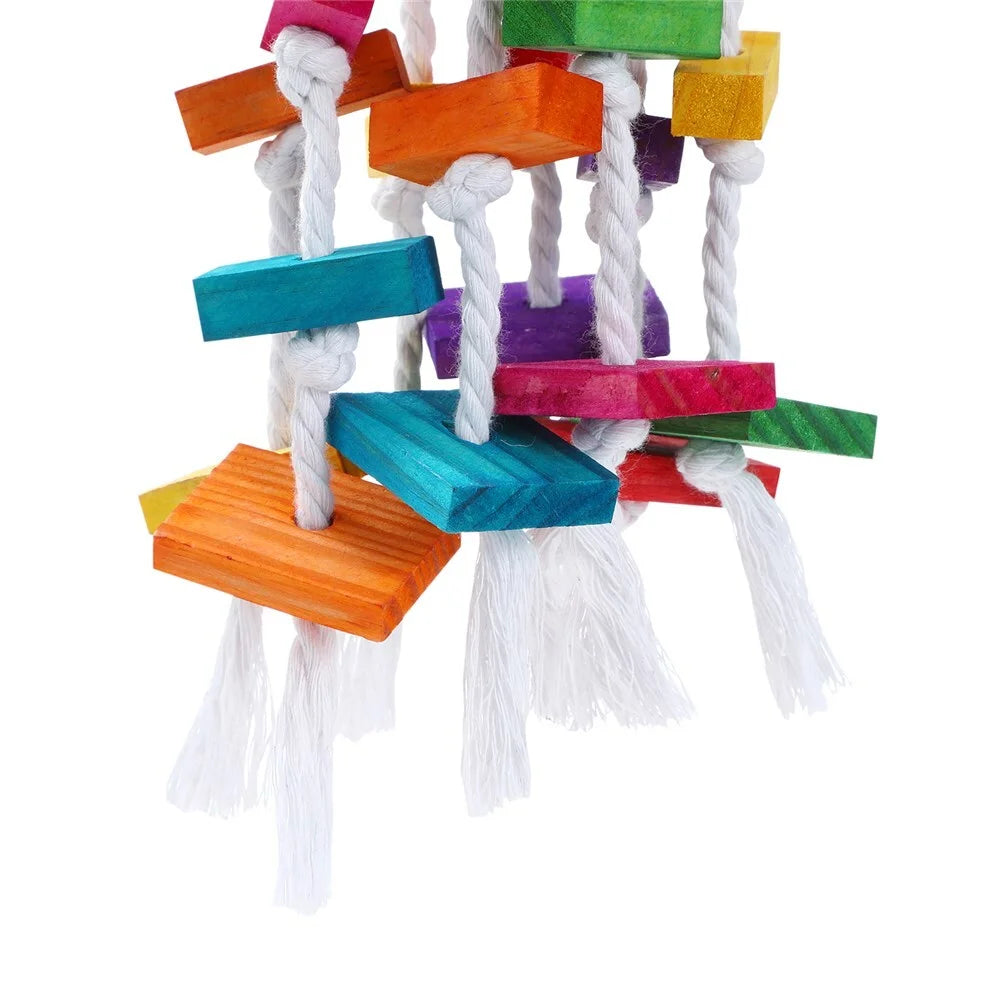 Bird Parrot Swing Toy 3 x Large Wood Hanging for Parakeet