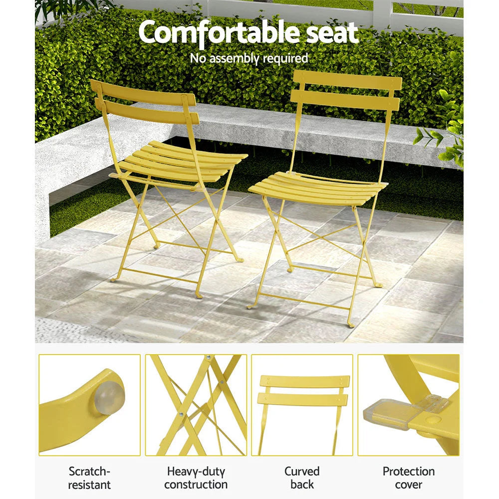 Bistro Set 3PC Outdoor Steel Table and Chairs Patio