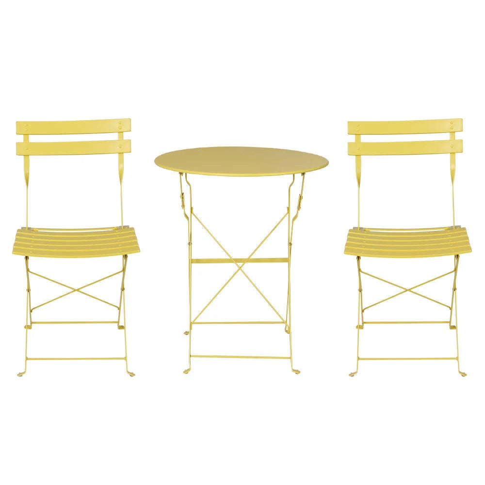 Bistro Set 3PC Outdoor Steel Table and Chairs Patio