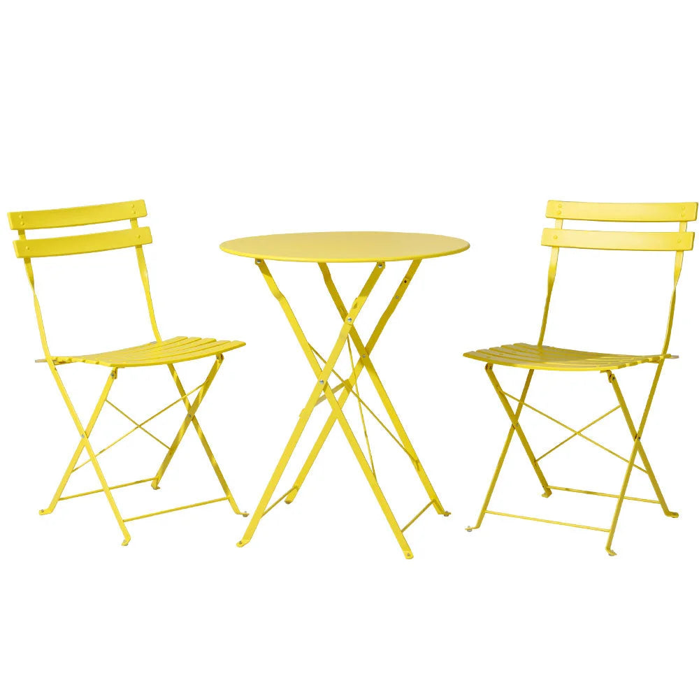 Bistro Set 3PC Outdoor Steel Table and Chairs Patio