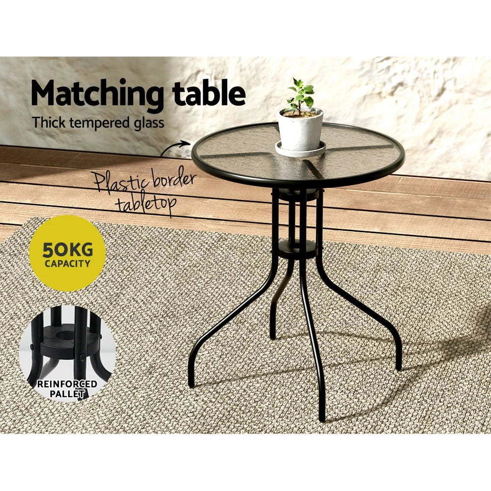 Bistro Set 5PC Outdoor Table and Chairs Stackable Furniture