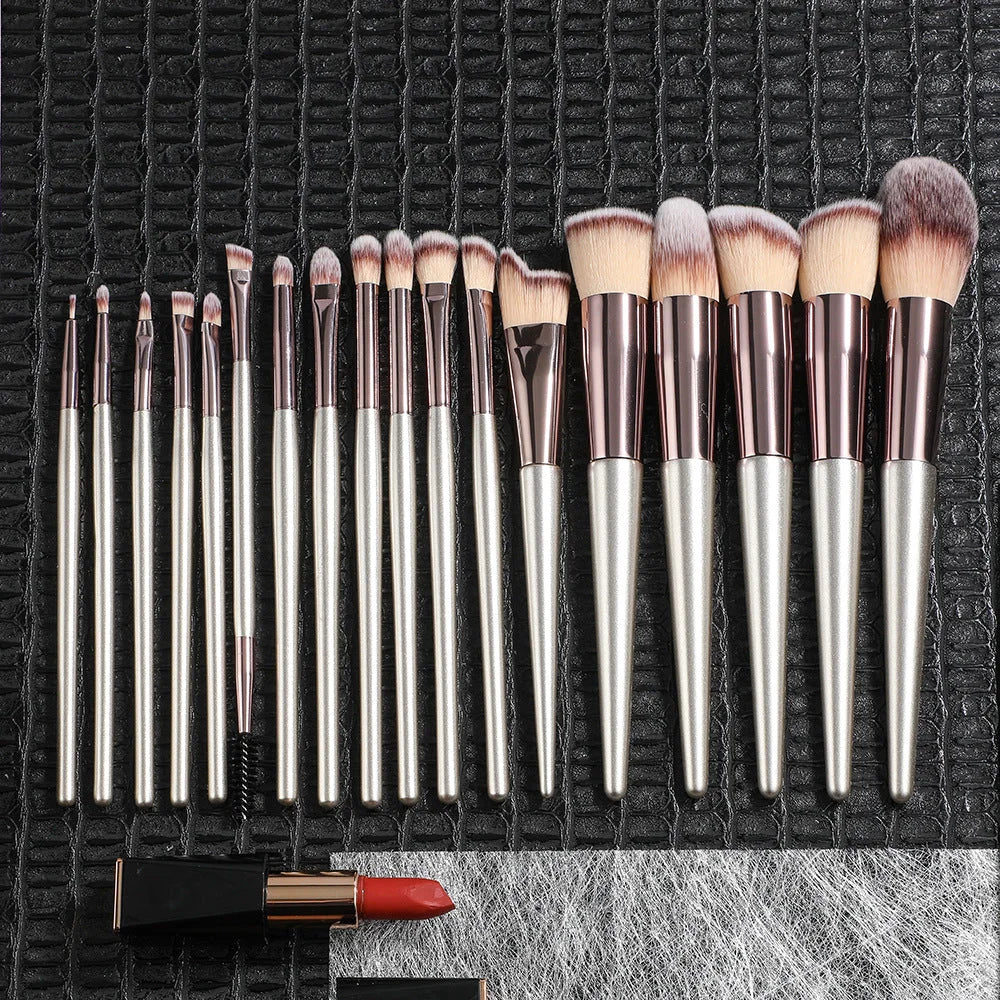 Black 18-Piece Makeup Brush Set - Professional Synthetic