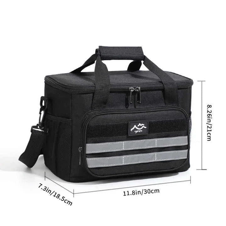 Black 18L Large Capacity Outdoor Insulated Cooler Bag
