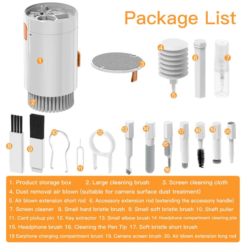 Black 20-in-1 Electronics Cleaning Kit - Keyboard Earphone