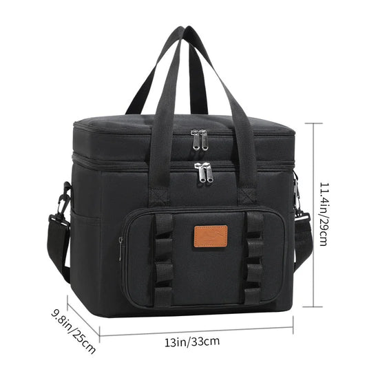 Black 23L Extra Large Insulated Cooler Bag with Double