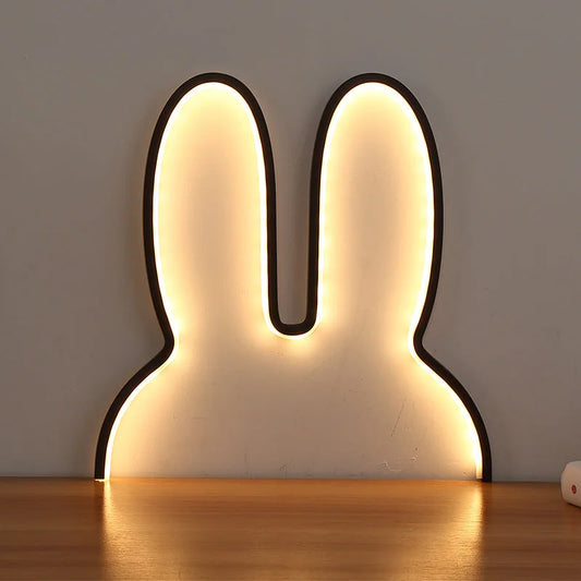 Black 29x30cm Adorable Bunny LED Wall Night Light - USB