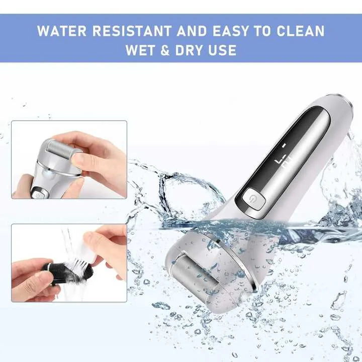Black 3 Pcs Suit Electric Foot Callus Remover with LCD