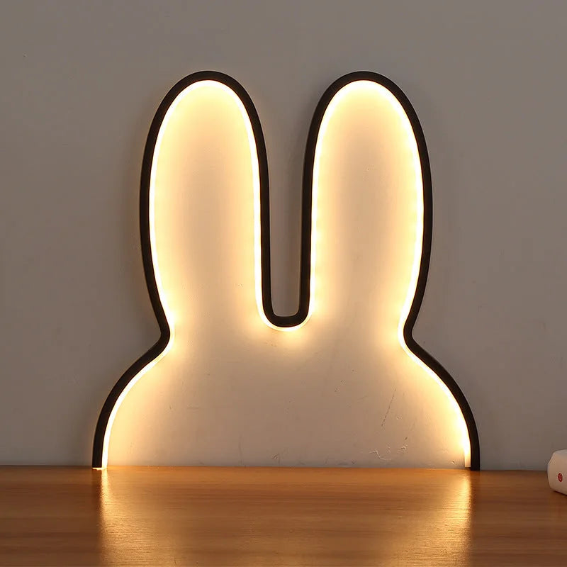 Black 40x30cm Adorable Bunny LED Wall Night Light - USB