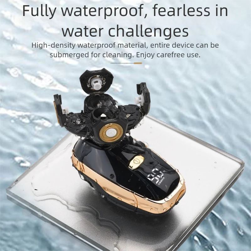 Black 5-Head Rotary Shaver - Waterproof & wireless - Health