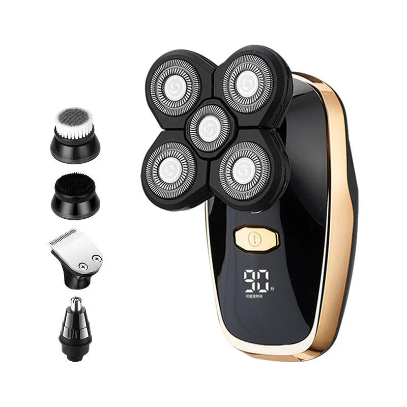 Black 5-in-1 Head Shaver & Grooming Kit - USB Charge