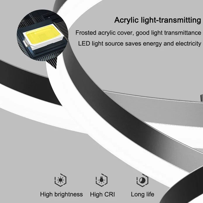 Black 5 Rings Minimalist LED Pendant Light Adjustable