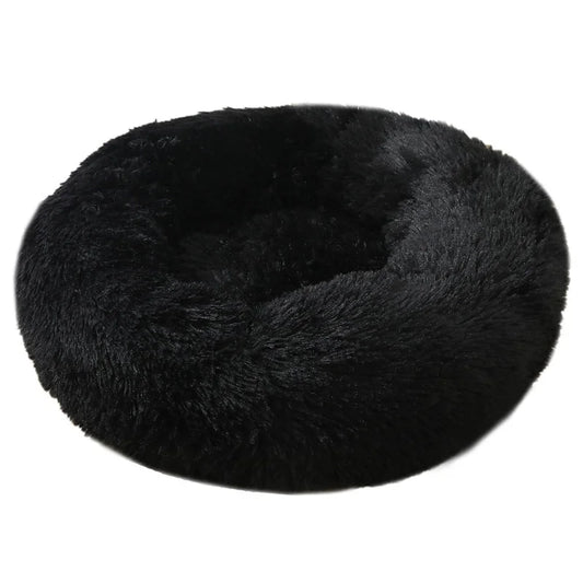 Black 50cm Cozy Round Pet Bed - Plush Cat & Dog Bed
