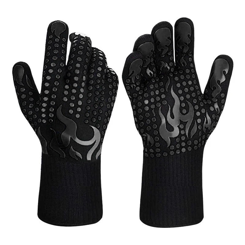 Black a Pair Of Extreme Heat Resistant BBQ Gloves (500°C)