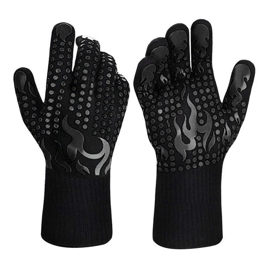 Black a Pair Of Extreme Heat Resistant BBQ Gloves (500°C)