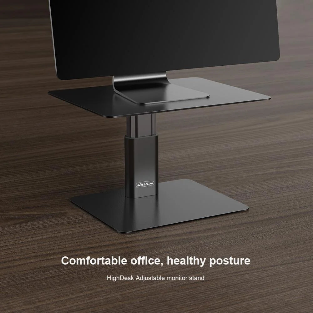 Black Adjustable Desk Stand for Laptop and Monitor