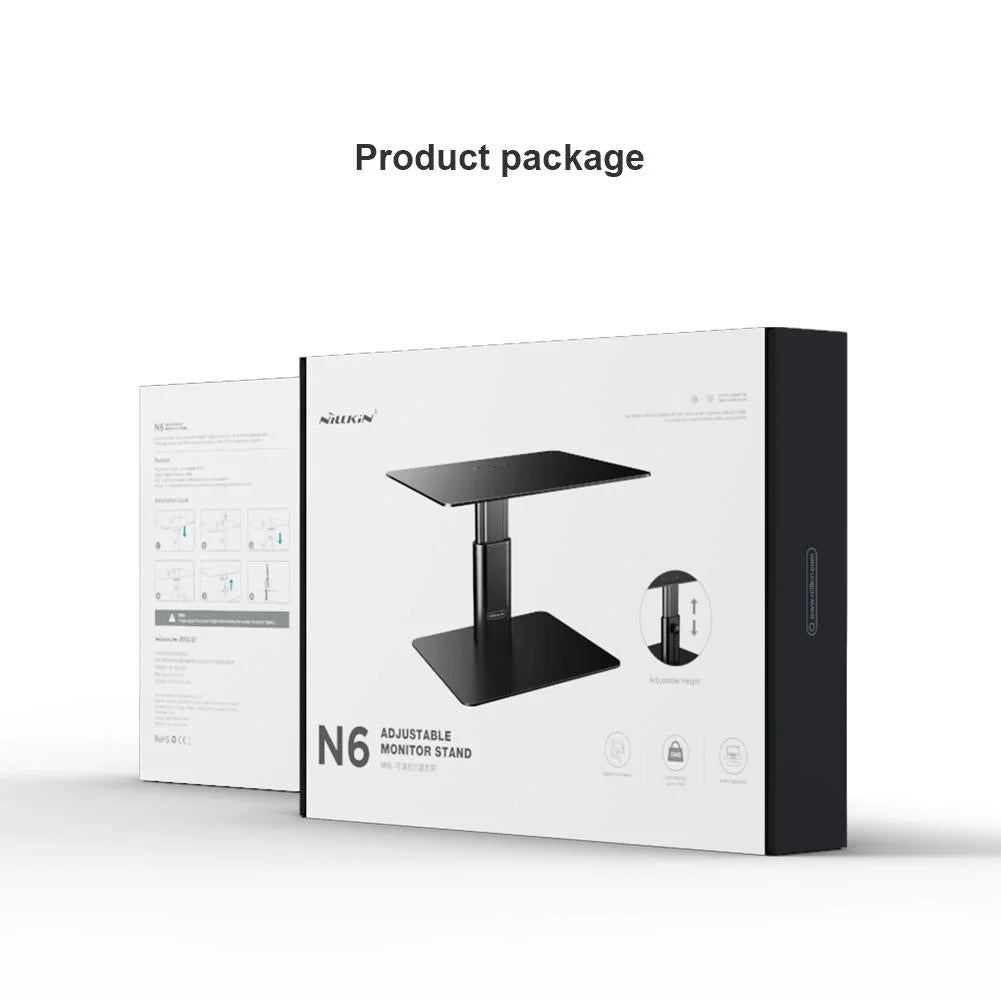 Black Adjustable Desk Stand for Laptop and Monitor