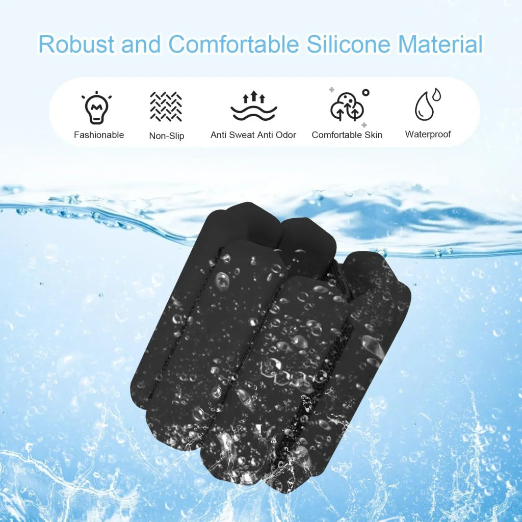 Black Adjustable Silicone Wrist & Ankle Weights - 2lb Pair