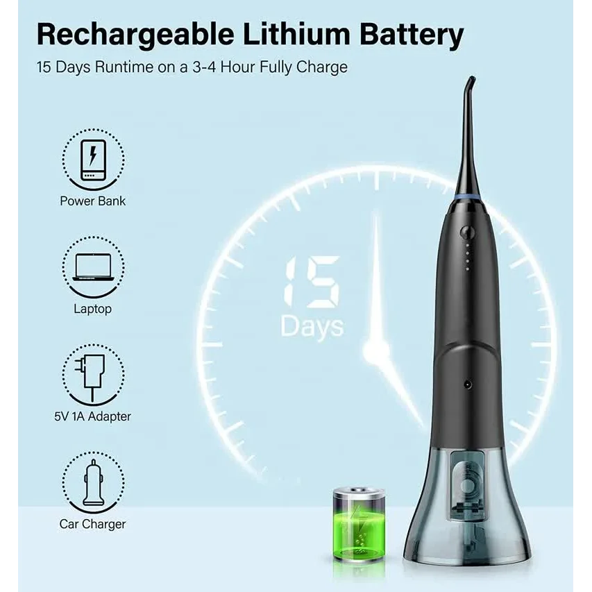 Black Advanced Portable Water Flosser - Rechargeable Oral