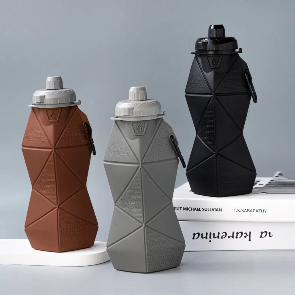 Black and Cup Lid Ultimate Foldable Silicone Water Bottle