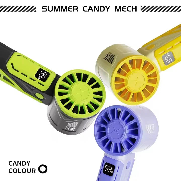 Black And Green 100-Speed Mecha Handheld Fan | USB
