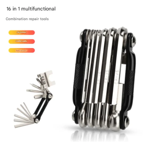 Black and Silver 16 in 1 Bicycle Repair Multi Tool