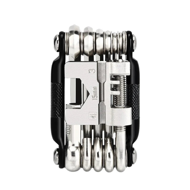 Black and Silver 16 in 1 Bicycle Repair Multi Tool