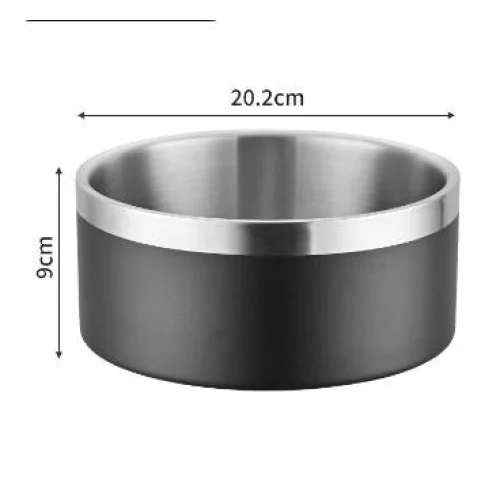Black and Silver Premium 304 Stainless Steel Pet Bowl