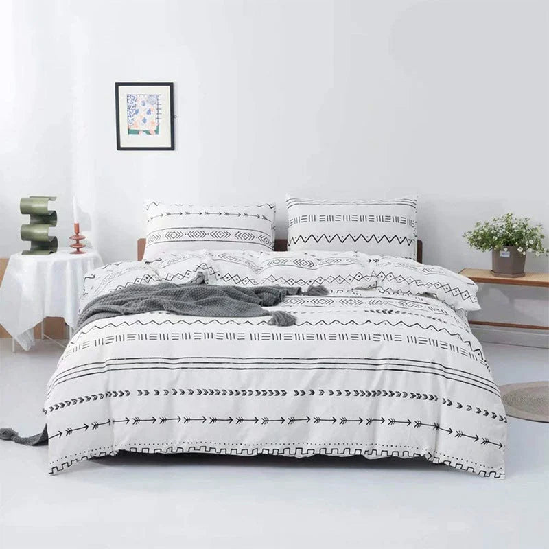 Black and White Cow Pattern 3-Piece Polyester Duvet Cover