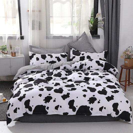 Black and White Cow Pattern 3-Piece Polyester Duvet Cover