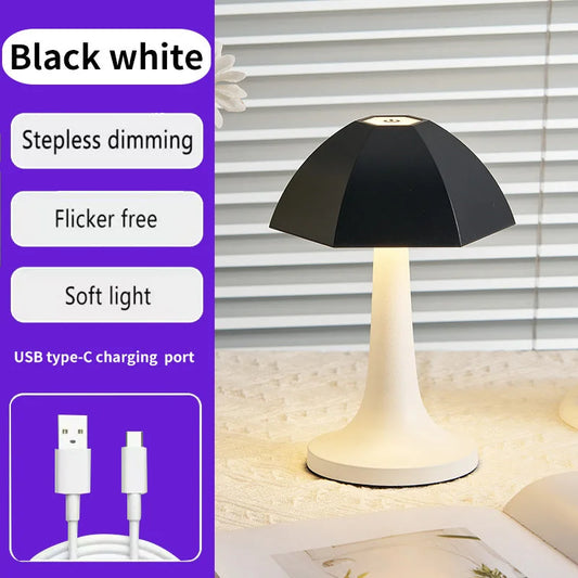Black And White Nordic Umbrella Mushroom Table Lamp