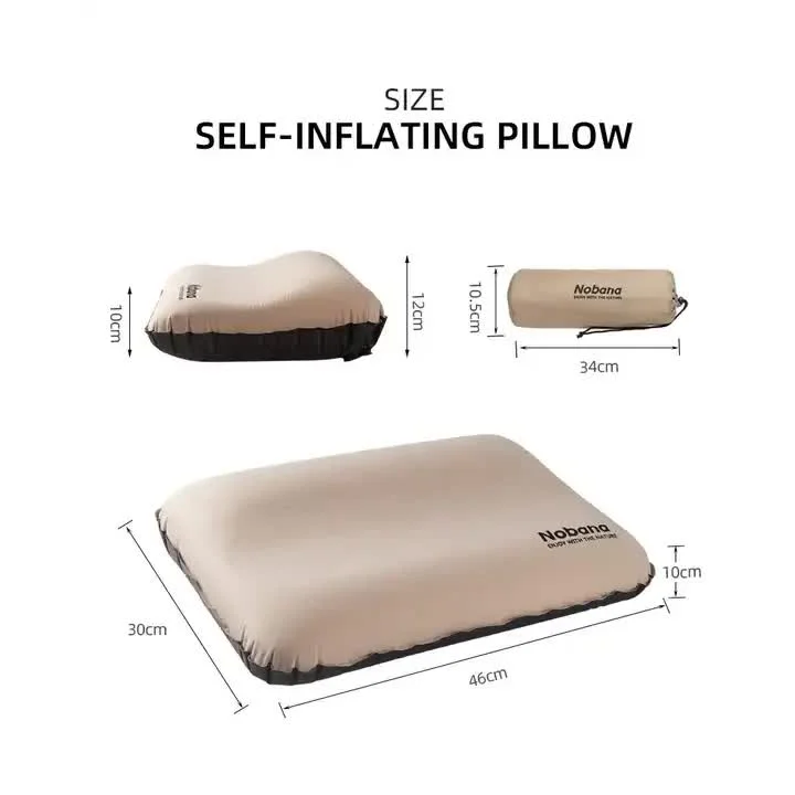 Black Automatic Inflatable 3D Outdoor Sponge Pillow