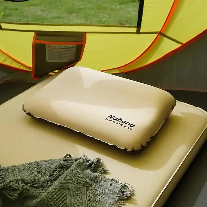Black Automatic Inflatable 3D Outdoor Sponge Pillow