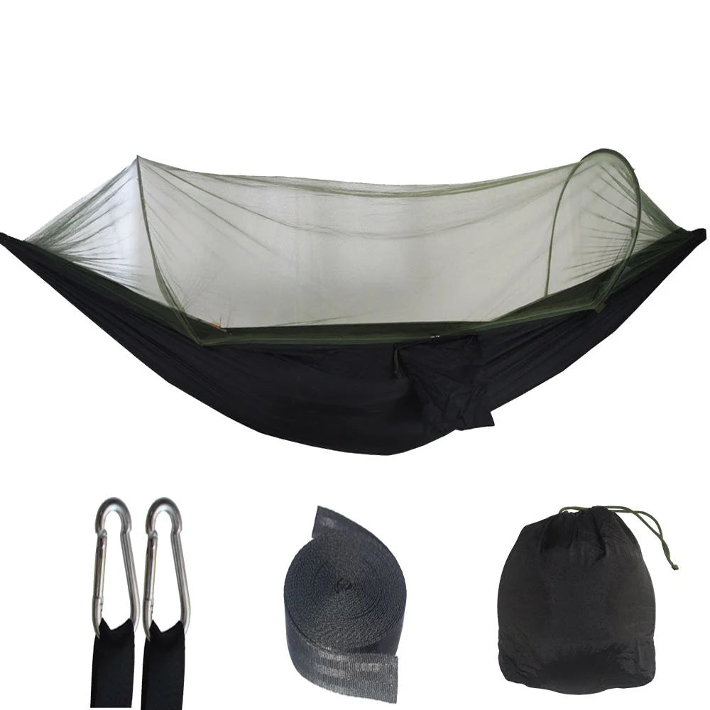 Black Automatic Pop-Up Mosquito Net Hammock - 200kg Load