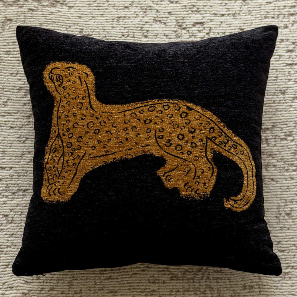 Black Background With Yellow Panthers 45x45cm Decorative