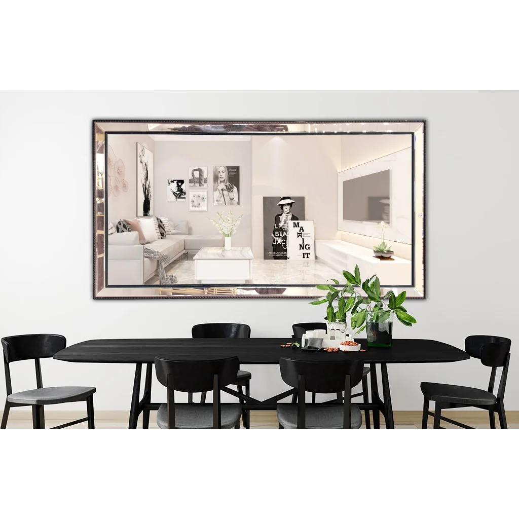 Black Beaded Framed Mirror - X Large 190cm x 100cm - Home &