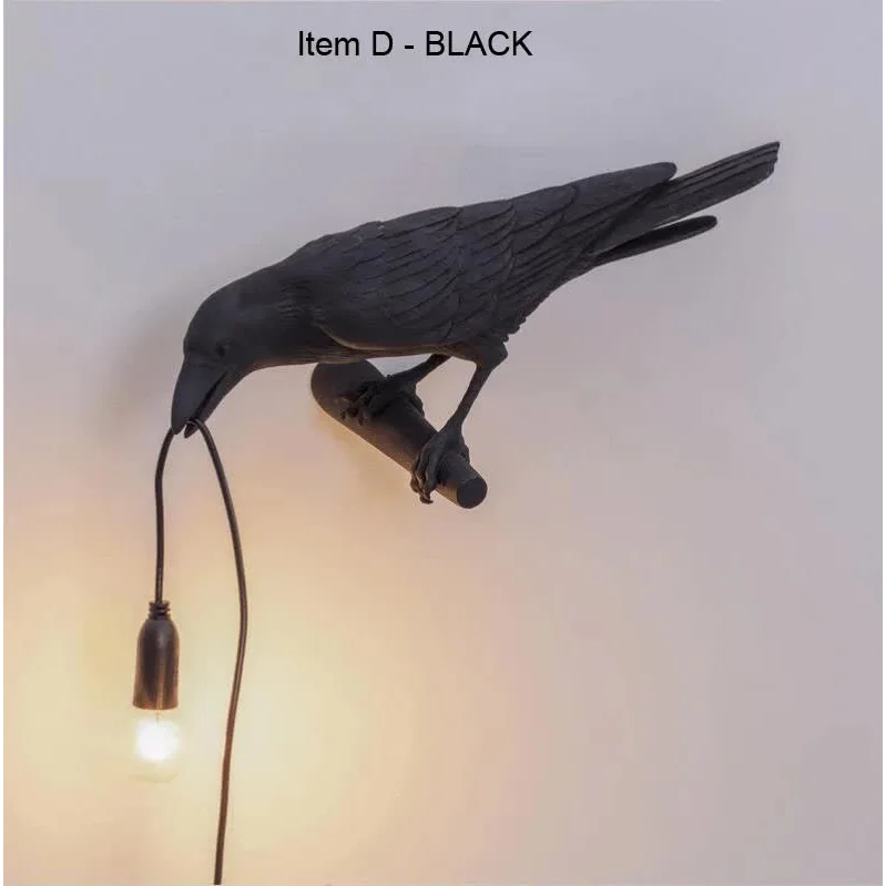 Black Bird Right Wall Lamp Nordic Resin Bird Wall Lamp