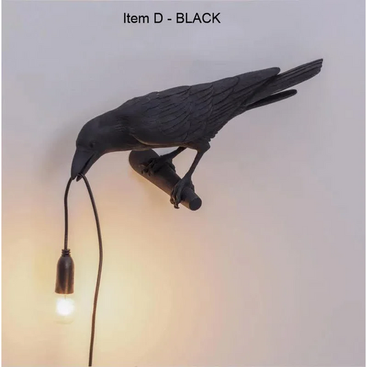 Black Bird Right Wall Lamp Nordic Resin Bird Wall Lamp