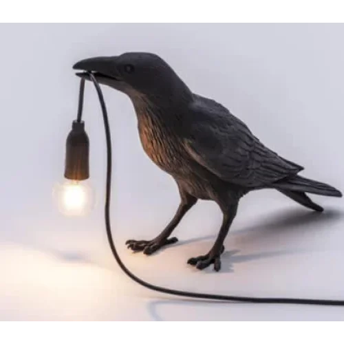 Black Bird Standing Shape Nordic Resin Bird Wall Lamp