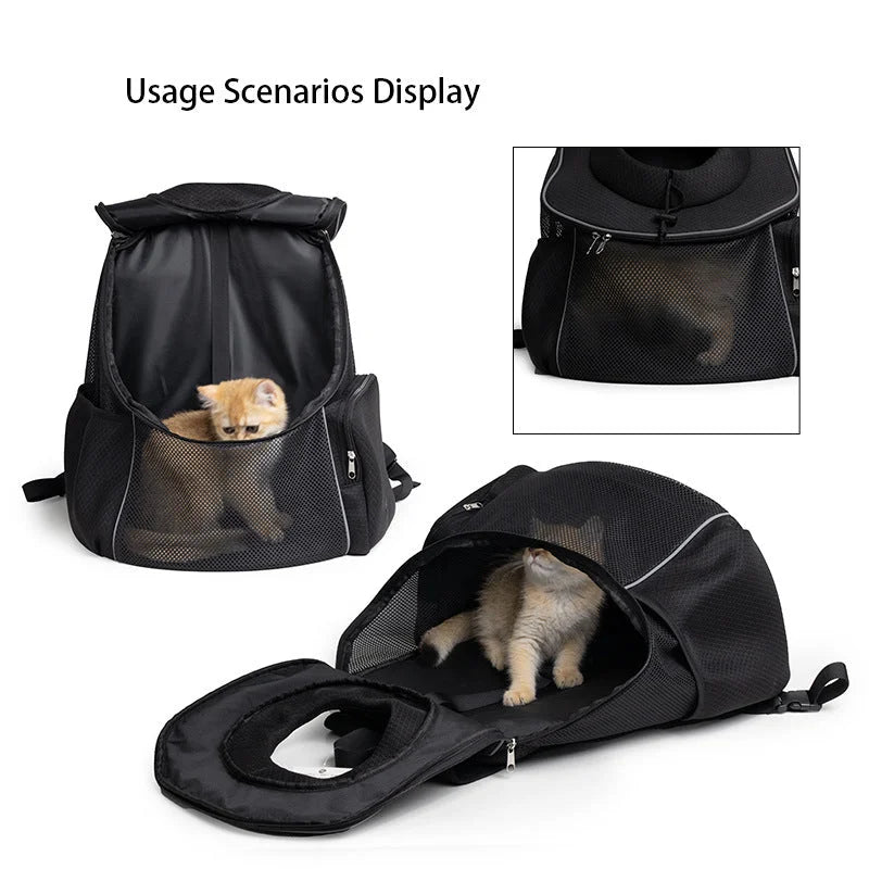 Black Breathable Mesh Pet Carrier Backpack - Head-Out