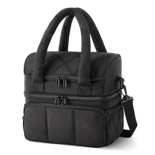 Black Chic Double Deck Insulated Lunch Bag - Leakproof