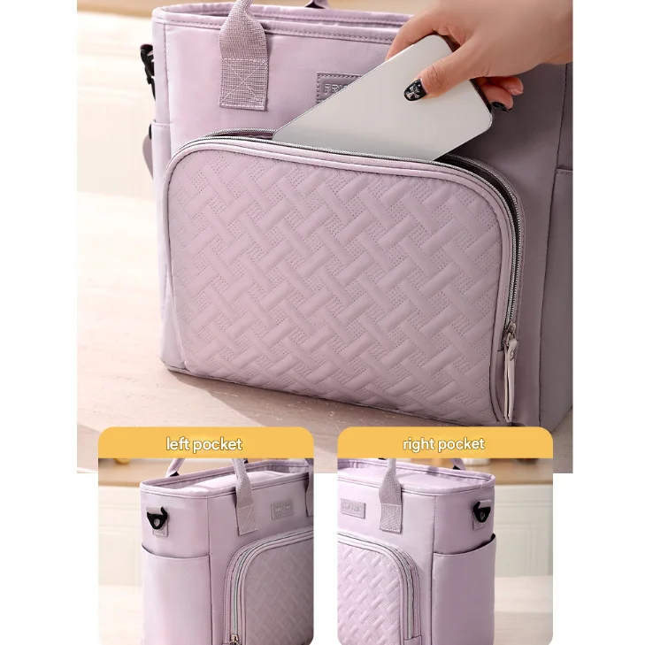 Black Chic Insulated Lunch Tote Bag - 11L Large Capacity