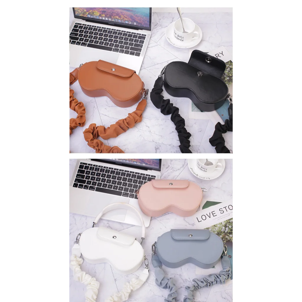 Black Chic PU Leather Crossbody Storage Bag for Apple