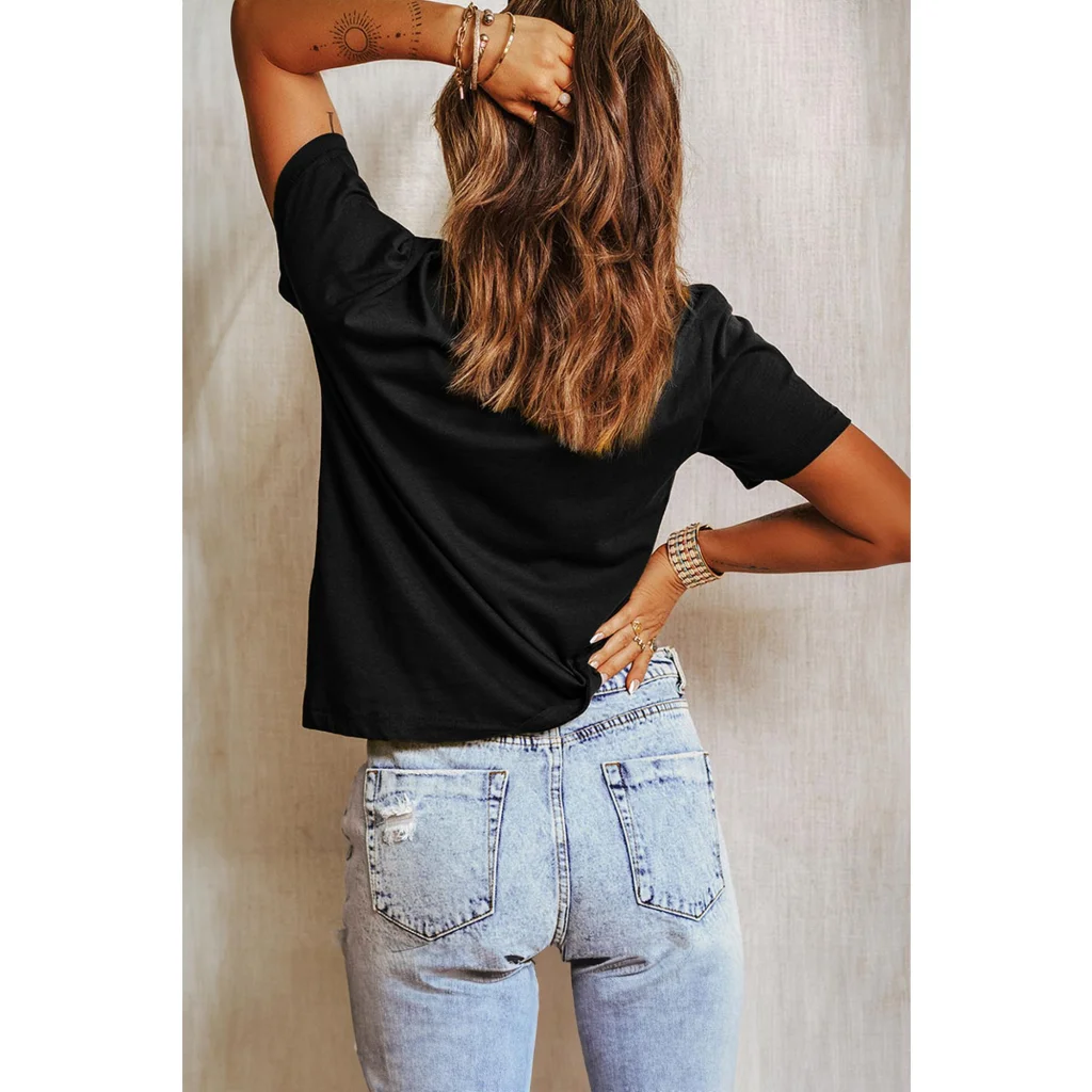 Black Christmas Big Bowknot Graphic Crewneck T Shirt - L